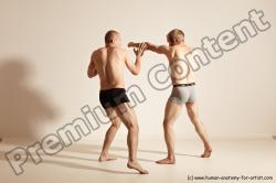 Underwear Martial art Man - Man White Moving poses Slim Short Blond Dynamic poses Academic